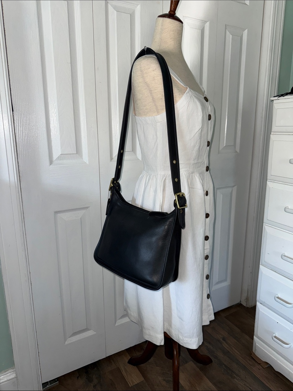 Vintage COACH 9966 Legacy Shoulder Bag Black Leather Made in USA